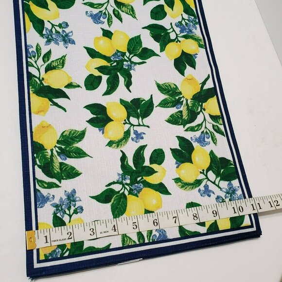 Lemon Citrus Placemats, Set of 4, Fabric Reversible Blue, Washable 17x11 NEW - Picture 7 of 7